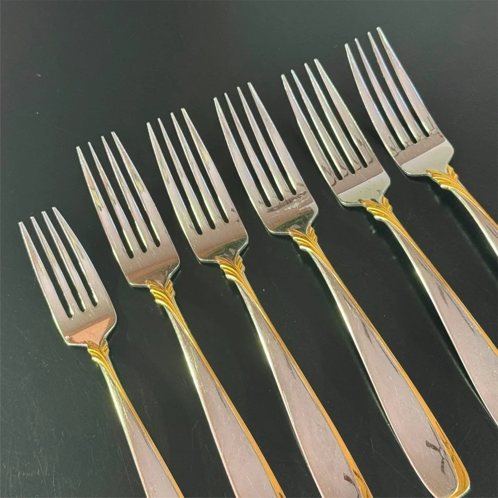 Yamazaki Patrick Stainless Flatware AFFAIR GOLD Lot of 1 Salad & 5 Dinner Forks